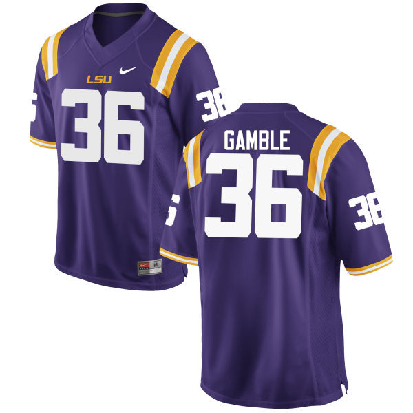 Men LSU Tigers #36 Cameron Gamble College Football Jerseys Game-Purple